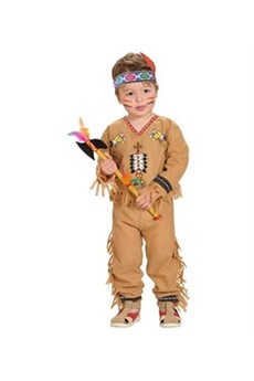 déguisement enfant widmann déguisement indien marron avec motifs et coiffe - 1/2 ans