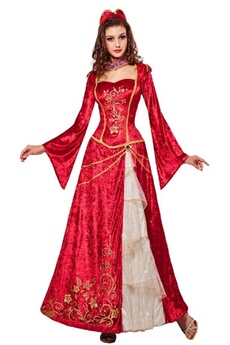 déguisement adulte widmann costume velours rouge princesse médiévale - 40/44