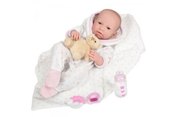 - All-Vinyl La Newborn Doll in white/pink outfit and blanket. REAL GIRL!