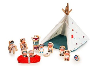 autres jeux d'éveil lilliputiens figurines en bois le tipi et les indiens