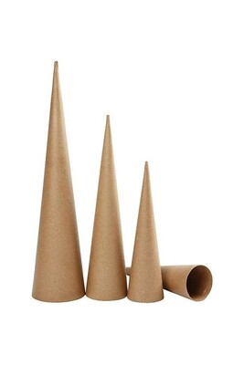 Autres jeux créatifs Creotime cônes papier-mâché 30-40-50 cm marron 3 pièces