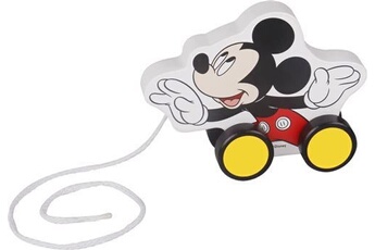 autres jeux d'éveil disney pull figure mickey mouse 12,3 cm bois blanc/noir