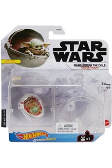 Voiture Mattel Véhicule en métal 1/64 + Socle - Hot Wheels Star Wars Starships - Vaisseau Spatial The child Yoda hover pram