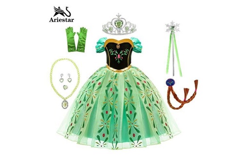 Ensemble déguisement enfant fille Ariestar® costume robe Princesse Anna  Reines des Neiges taille 130CM pour fête Halloween Carnaval Party Noël -  Vert