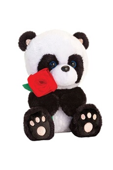 animal en peluche kontiki panda rose - peluche keel toys - en polyester - noir et blanc - hauteur 15 cm - largeur 11 cm - profondeur 11 cm - convient dès 36 mois, lavable à la
