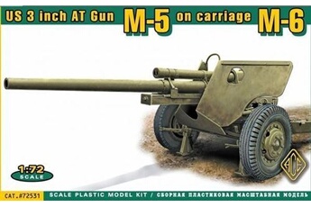 maquette ace us 3 inch at gun m-5 on carriage m-6 - 1:72e -