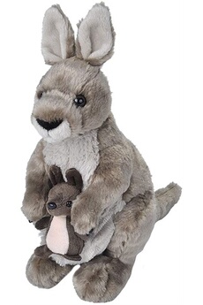animal en peluche wild republic peluche kangourou de 30 cm gris