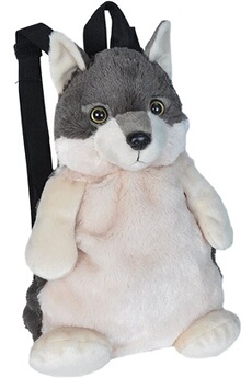 animal en peluche wild republic peluche loup en forme du sac à dos de 36 cm noir blanc