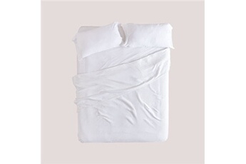 set de table sklum couverture multi-usages en coton gaufré (243x223 cm) bimba blanc 223 cm