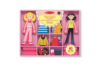 poupée melissa & doug - 14940 - poupee et mini poupee - abby & emma - magnetic wooden dress up dolls