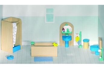 poupée goki bois maison de poupée salle de bains moderne 17-piece