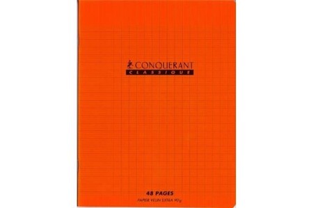 Autres jeux créatifs GENERIQUE 1 cahier 17x22 - 48 pages - grands carreaux séyès - polypro orange conquârant sept 100105471