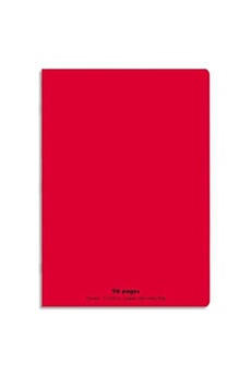 autres jeux créatifs clairefontaine cahier piqûre 17x22 cm, 96 pages grands carreaux, rouge