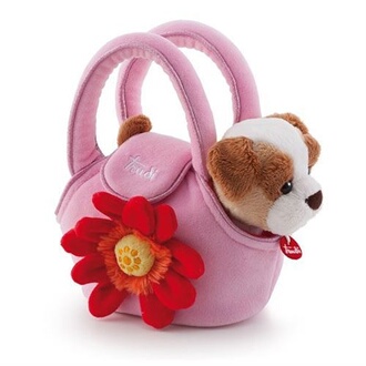 Peluche Trudi Câlin Chien dans le sac 20 cm rose Darty
