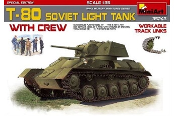 maquette mini art t-80 soviet light tank w/crew specialedi - 1:35e - miniart