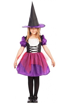 déguisement enfant carnival toys costume de sorcière avec chapeau - enfant taille : 4/6 ans (102 à 114 cm)