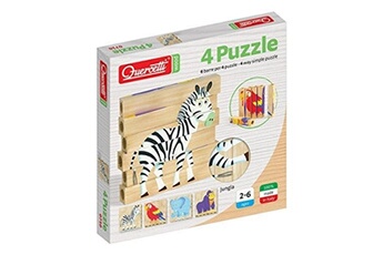 autres jeux d'éveil quercetti - q0710 - 4 puzzles jungle - bois
