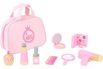 poupée small foot sac de maquillage avec des jouets en bois de rose maquillage