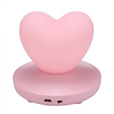 Belle lampe de nuit en forme de coeur LED lampe de décoration à chargement USB et charge rose