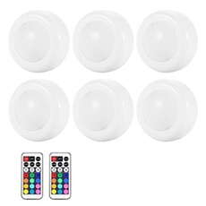 Kit 6 Lampes de Rondelle à Télécommande Sans fil à LED Eclairage Pour Armoire/Placard à Piles