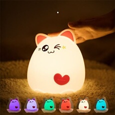 Coloré CAT LED Veilleuse Animal Lumière USB Rechargeable Doux Silicone Cartoon Touch Light Veilleuse pour Enfants