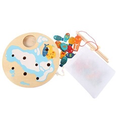 Pêche en Bois Jeu Magnétique Jouet pour enfants en Bas Âge Alphabet Capture Du Poisson Multicolor RA254