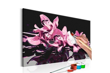 Peinture enfant Artgeist Tableau à peindre par soi-même - Orchidée rose (fond noir) - 60x40 (11767)