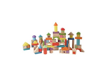 autres jeux de construction everearth blocs de bois 80 pièces formes multicolores