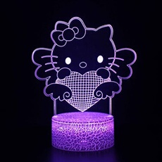 Lampe 3D Tactile Veilleuses Enfant 7 Couleurs avec Telecommande - Hello Kitty #944
