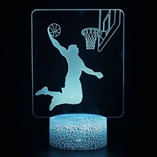 Lampe 3D Tactile Veilleuses Enfant 7 Couleurs avec Telecommande - Basketball #1182