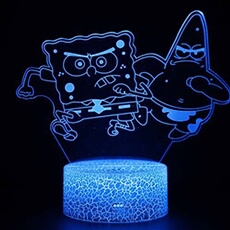 Lampe 3D Tactile Veilleuses Enfant 7 Couleurs avec Telecommande - SpongeBob #1564