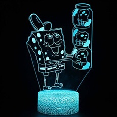 Lampe 3D Tactile Veilleuses Enfant 7 Couleurs avec Telecommande - SpongeBob #1566