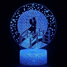Lampe 3D Tactile Veilleuses Enfant 7 Couleurs avec Telecommande - L'amour #1586