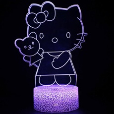 Lampe 3D Tactile Veilleuses Enfant 7 Couleurs avec Telecommande - Hello Kitty #1610