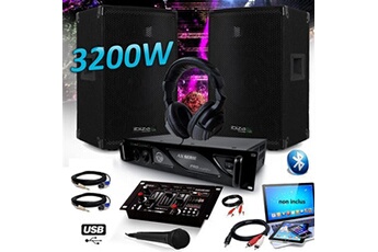 Enceintes, baffle et amplis DJ Ibiza Sound pack dj ibiza disco12 sono set 3200w enceintes - amplificateur mydj 2000w - table de mixage dj21 usb bluetooth - casque micro