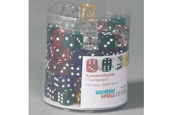 Jeux classiques GENERIQUE weiblespiele Jeux 05186-1 - Acrylique Transparent boîte de Cube, Flashy de, 16 mm, Lot de 100