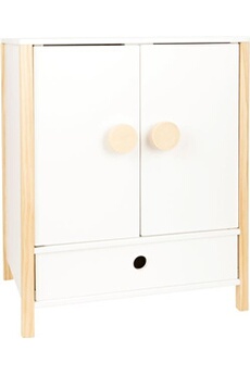 armoire de poupée pour filles 40 x 28 cm bois blanc/beige