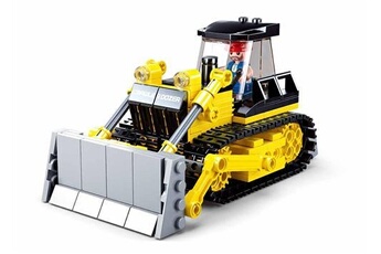 lego sluban jeu de construction compatible lego town bulldozer sur chenille chantier m38-b0802 figurine articulé