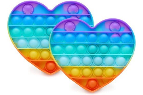 Phonillico Fidget Toy Silicone Coeur Multi-couleurs [LOT 2] Jeu Anti Stress Push Pop It Jouet Toys Bubble®