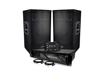 Enceintes, baffle et amplis DJ Audio Club pack sonorisation - 1220 - haut-parleur 12 - 1200w + amplificateur 2000w - table de mixage ibiza usb