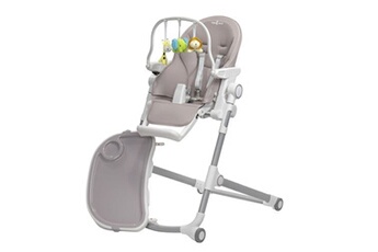 MonMobilierDesign HUGO Chaise haute pliable et inclinable + arche de jeux Gris