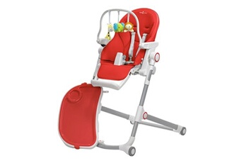 MonMobilierDesign HUGO Chaise haute pliable et inclinable + arche de jeux Rouge
