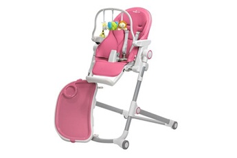 MonMobilierDesign HUGO Chaise haute pliable et inclinable + arche de jeux Rose