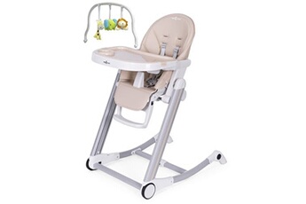 Chaises hautes et réhausseurs bébé GENERIQUE MonMobilierDesign ADELLE Chaise haute à bascule inclinable et pliable Beige