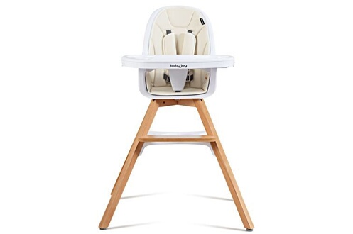 Chaises hautes et réhausseurs bébé Giantex chaise haute bébé 3 en 1  convertible pieds remplaçables et barre pour bascule avec plateau repas  15kg beige