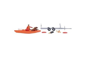 modèle réduit busch bateau flexible avec remorque et figurines h0 7897