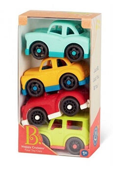 autre circuits et véhicules b.toys set de 4 mini vehicules vert rouge