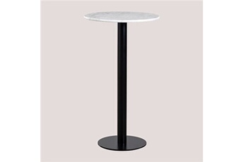 table de chevet sklum table haute de bar ronde en marbre (ø60 cm) rocher noir 104 cm