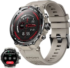 Montre connectée GENERIQUE Montre Connectée Homme XTRADITECH Militaire Rigide Appel Bluetooth Assistant Vocal Intelligent Gros Bouton Codeur Rotatif – Gris
