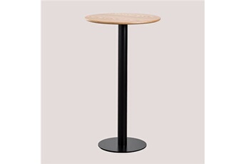 table de chevet sklum table haute de bar ronde en placage de frêne frappe noir ø60 cm 105 cm